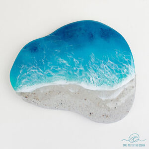 Organic shaped resin ocean art.