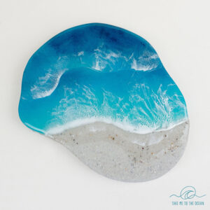 Organic shaped resin ocean art.