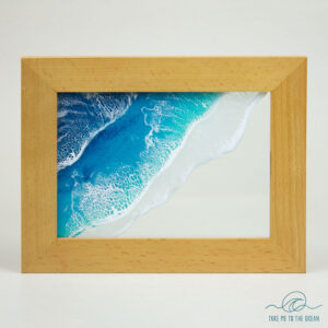 Oceanside California inspired ocean in a upcycled picture frame. Front view.
