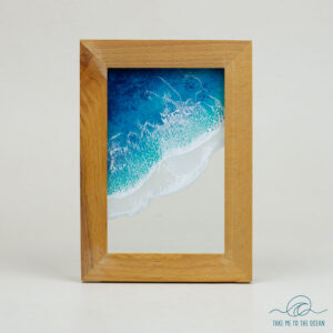 Oceanside California inspired ocean in a upcycled picture frame. Front view.